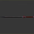 Fantasy Sword With Red Black Blade Yellow Accents And Red Handle Design