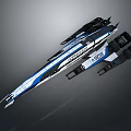 Futuristic Mechanical Craft With Blue White Stripes And Advanced Design Elements 3d model