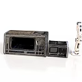Vintage Camera Equipment Display With Main Body Small Accessory And Flash Unit