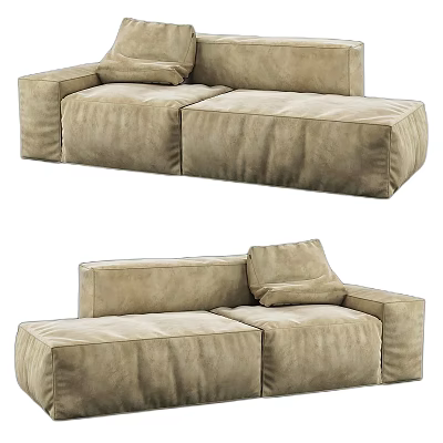 Beige Fabric Sectional Sofa With Modern Modular Design And Comfortable Soft Cushions 3d model