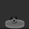 White Horned Character Standing Among Black Tentacled Shadow Creatures And Broken Shells 3d model