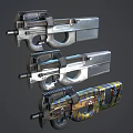 Three Different Designed Pistols With Colorful Patterns And Unique Modern Styles