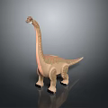 Light Brown Dinosaur Model With Long Neck Tail And Shiny Surface On Dark Background 3d model