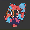 Fashionable Clothing Decorated With Blue Red Gemstones Gold Transparent Rings And Heart Shaped Ornaments