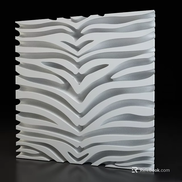 White Decorative Wall With 3D Wavy Texture For Modern Interior Design 3d model 