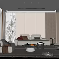 Modern Living Dining Room Interior Design With Comfortable Sofa Coffee Table And Area Rug