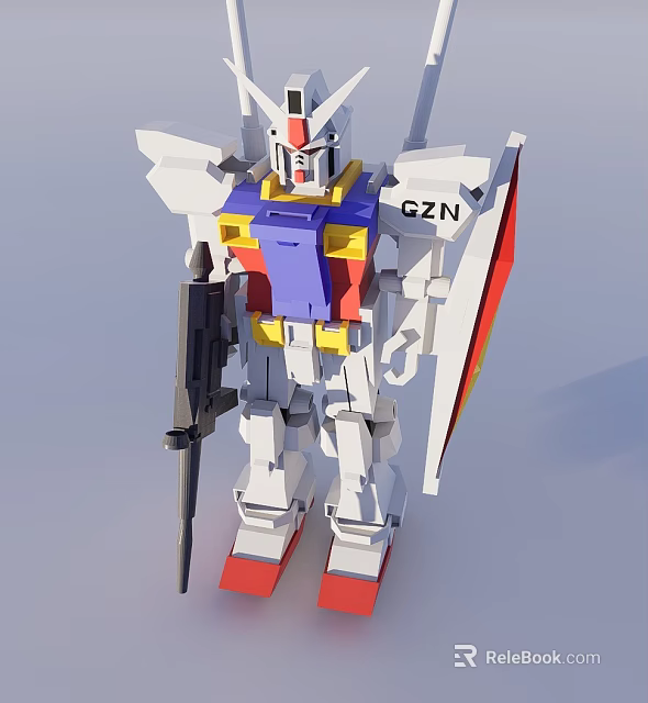 G2N Gundam Model Figure With White Purple Yellow Red Color Holding Rifle And Shield 3d model 