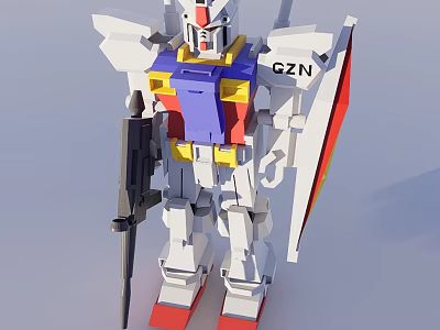 G2N Gundam Model Figure With White Purple Yellow Red Color Holding Rifle And Shield 3d model