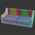 Light blue diamond tufted two-seater sofa with modern minimalist design