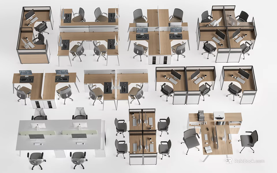 Comfortable Modern Leisure Office Chairs In Multiple Styles With Desk Combinations 3d model