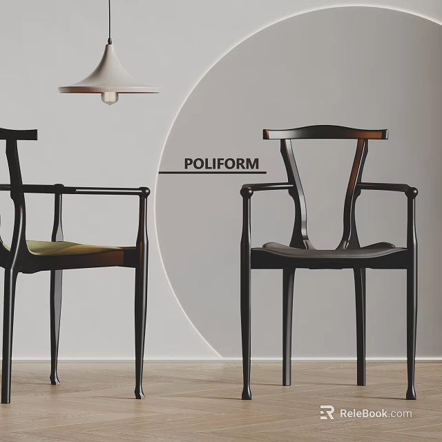 POLIFORM Modern Dining Chairs With Armrests Sleek Black Finish And Elegant Design 3d model