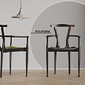 POLIFORM Modern Dining Chairs With Armrests Sleek Black Finish And Elegant Design 3d model