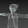 Game Movie Character 3D Model Design Spiky Silver Hair Black Mask Gray Overalls Arm Wraps