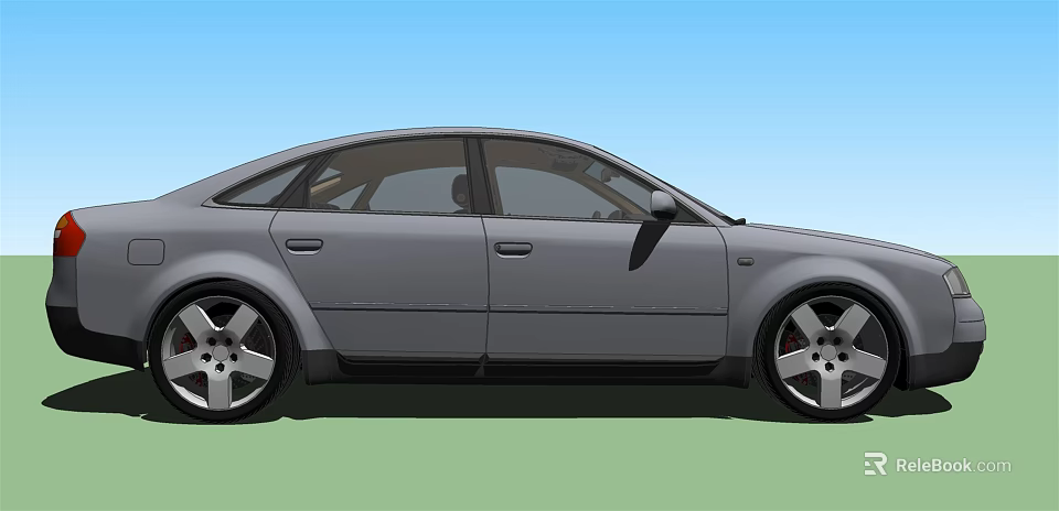 Gray Sedan Car With Sleek Side View And Large Alloy Wheels 3d model 