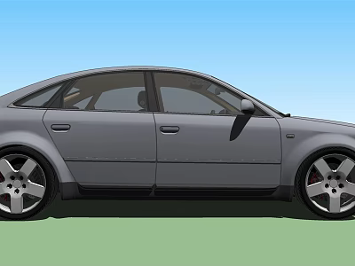 Gray Sedan Car With Sleek Side View And Large Alloy Wheels 3d model