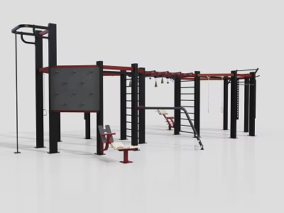 Multifunctional Sports Equipment With Climbing Wall Pull Up Bars Ladders Swings And Bench 3d model