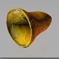 Orange Yellow Cracked Ceramic Vessel With Glossy Surface And Reflection On Dark Background