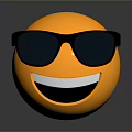 Yellow Smiley Face Emoji Wearing Black Sunglasses With Happy Smile On Gray Background