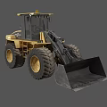 Yellow Functional Construction Loader With Large Tires And Front Bucket 3d model