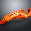 Vibrant Orange Plant Driftwood With Smooth Surface On Gray Background