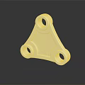 Triangular Metal Mechanical Part With Three Holes Shiny Surface And Reflective Base 3d model