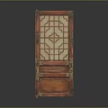 Traditional Wooden Carved Panel With Intricate Lattice Design And Gold Accents