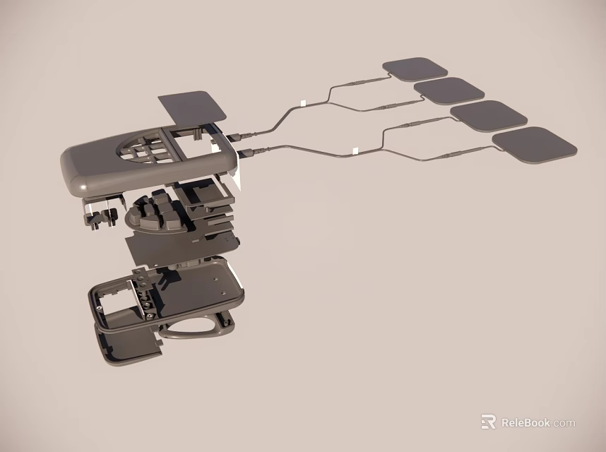Detailed Mechanical Structure With Connected Panels And Electronic Components 3d model 