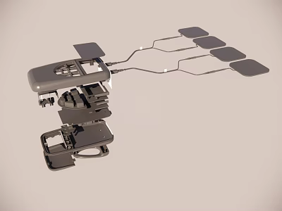 Detailed Mechanical Structure With Connected Panels And Electronic Components 3d model