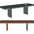 Modern Dining Table Designs With Black Slate Top Gray Column Legs And Brown Wooden Version
