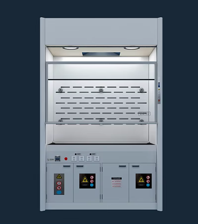 Medical Biological Safety Cabinet With Upper Lighting Ventilation Grille Warning Labels And Lower Storage Cabinets 3d model