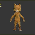 Fluffy Orange Cartoon Cat Character Standing Creature With Blue Eyes Furry Design