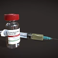 Medical Device Coronavirus Vaccine Glass Vial And Syringe With Red Cap