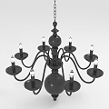 Black Multi-Arm Candle Style Chandelier with Hanging Chain and Vintage Design