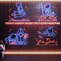 Space Theme Decorative Lights With Astronaut Rocket And Planets Neon Design 3d model
