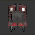 Detailed Red Vintage Steam Train Model With Classic Chimney And Wheels
