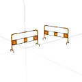 Orange Temporary Safety Barriers with Caution Signs for Construction Sites 3d model
