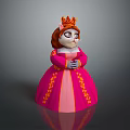 Royal Cat Princess Wearing Golden Crown Pink Dress With Yellow Patterns And Crossed Hands