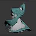 Fantasy Character Creature Hybrid With Teal Flowing Hair And Sharp Eyes 3D Sculpture