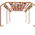 Polygonal Event Entrance With Colorful Triangular Geometric Patterns And Metal Frame