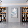 Modern Interior Design With Built in Bookcases LED Lighting Books Decorative Items And Wall Art
