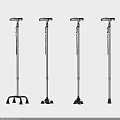 Medical Device Red Adjustable Walking Crutches With Various Stable Base Designs For Support 3d model