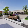 Roof Garden Landscape Design With Lush Trees Colorful Bushes Water Feature And Seating Area