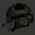 Tactical Military Helmet With Protective Goggles Microphone And Head Mounted Accessories