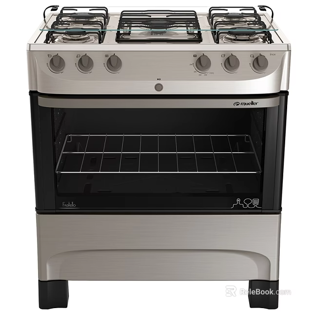 Stainless Steel Freestanding Kitchen Cooker With Oven And Control Knobs 3d model 