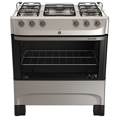 Stainless Steel Freestanding Kitchen Cooker With Oven And Control Knobs 3d model