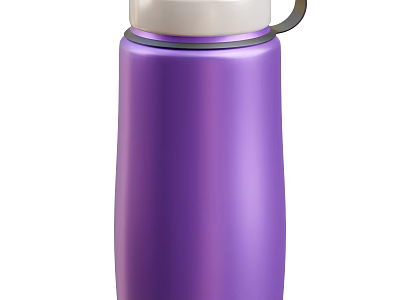 Purple Stainless Steel Water Bottle With White Lid And Handle For Daily Use 3d model