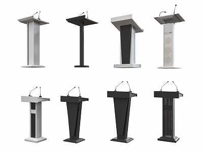 Variety of Modern Podium Designs with Microphones and Sleek Styles 3d model