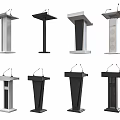 Variety of Modern Podium Designs with Microphones and Sleek Styles