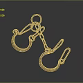 Antique Rusted Iron Handcuffs With Chain Link And Metal Ring Restraints