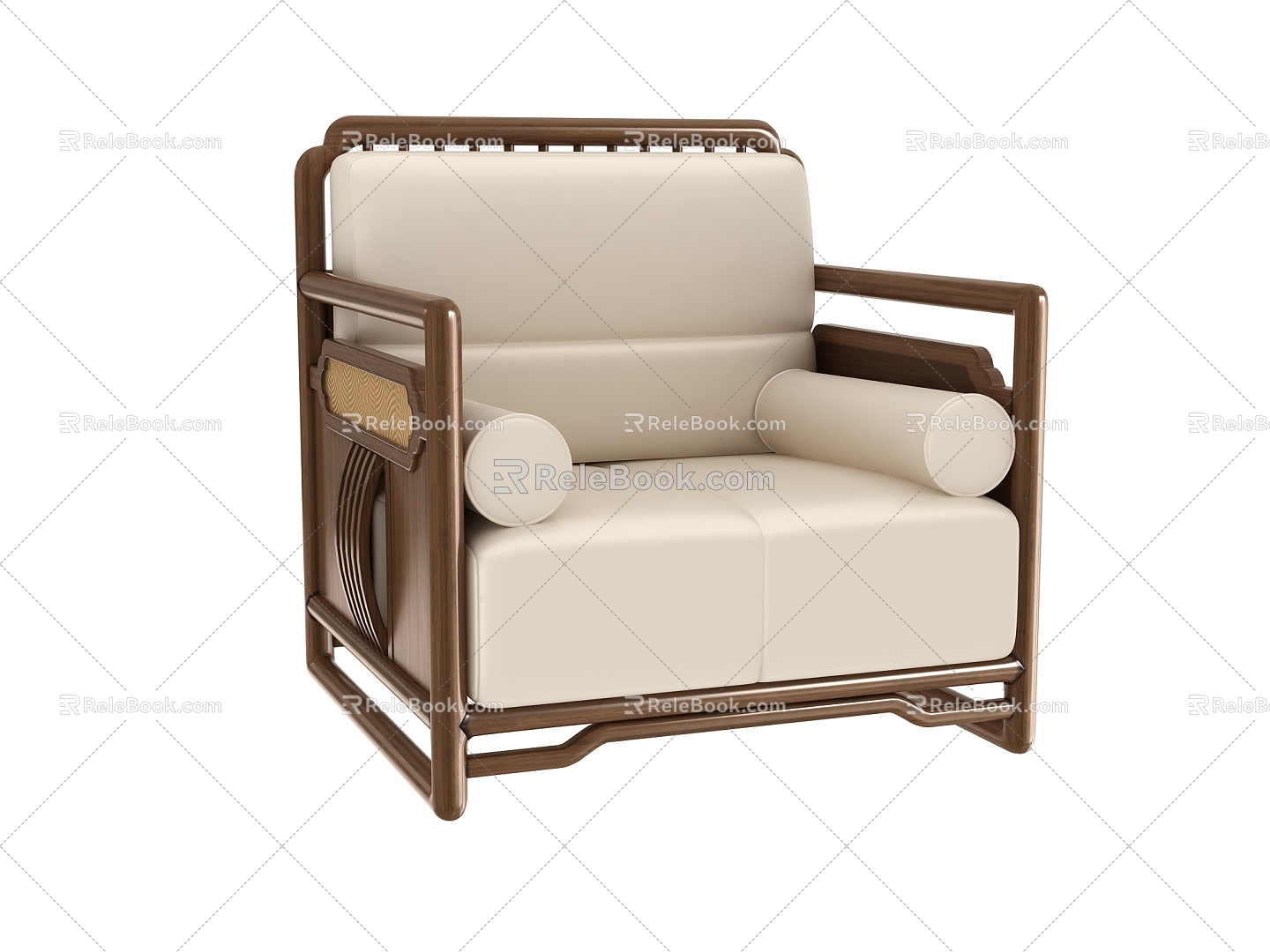 New Chinese-style Single Sofa 3d model